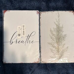 Decorative Wall Art Set with 'Breathe' and Tree Design